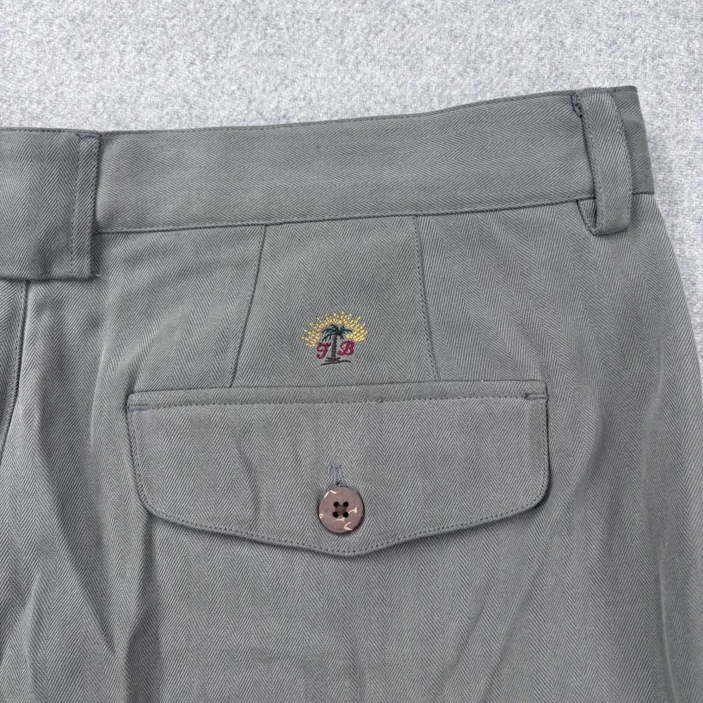 Tommy Bahama Shorts Mens 35 Gray 100% Silk‎ Pleated Herringbone Luxury *FLAW